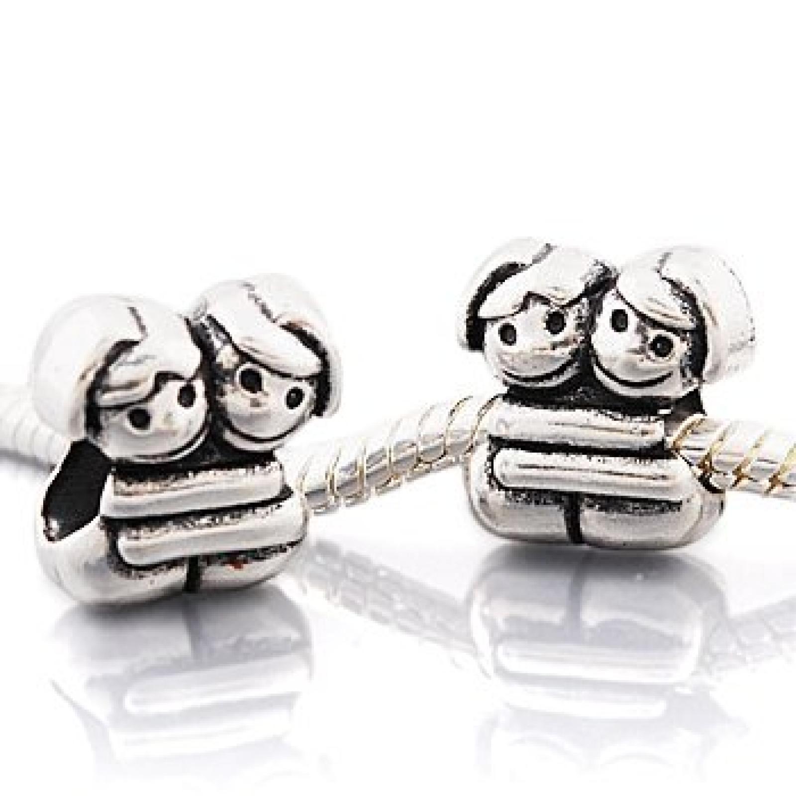 Andante-Stones Original Massiv 925 Sterling Silber Bead "Sich umarmende Freundinnen" Element Kugel für European Beads + Organzasäckchen Andante-Stones Original Massiv 925 Sterling Silber Bead "Sich umarmende Freundinnen" Element Kugel für European Beads + Organzasäckchen